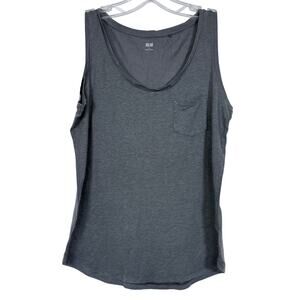 Uniqlo Scoop Neck Tank Top Sleeveless Athleisure Shirt Pocket Size Small Gray